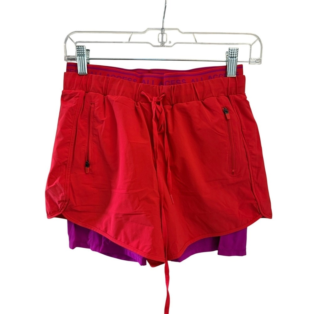All Access Red Dash Logo Biker Shorts Built in tights Athletic‎ XS NWT